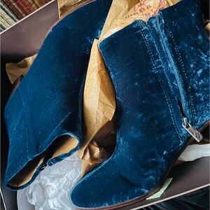 Patricia Nash Velvet Ankle Boots in Rich Blue